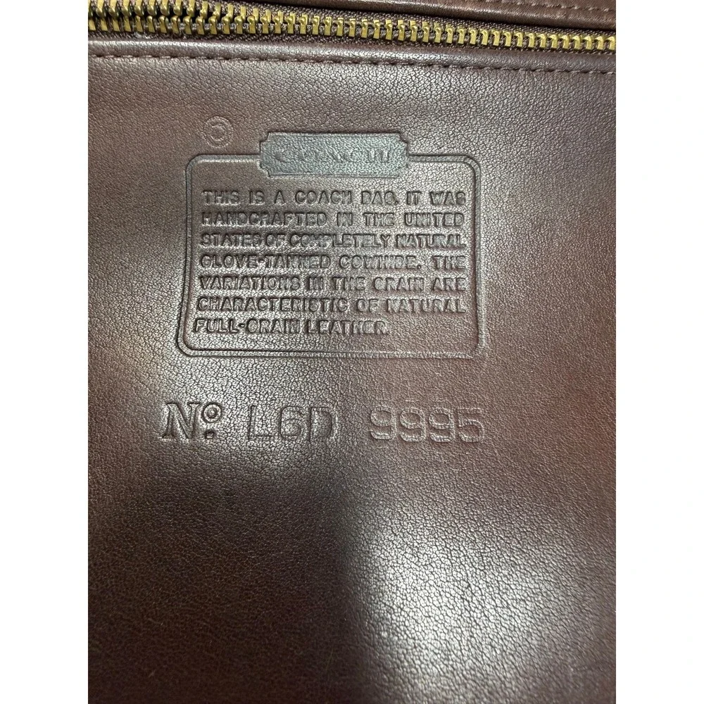 Coach 1996 Vintage Chocolate Brown Glovetanned Leather Zip Top Shopper
